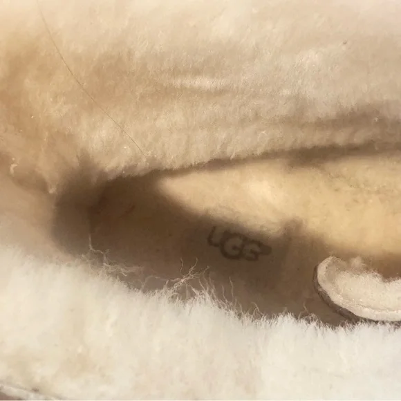 UGG Brown Ankle Boots with White Pom Poms - Picture 6 of 7